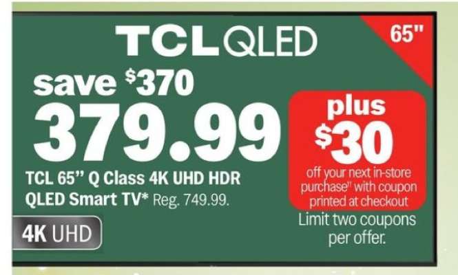 TCL 65” Q Class 4K UHD HDR QLED Smart TV