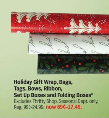 Holiday Gift Wrap, Bags, Tags, Bows, Ribbon, Set Up Boxes and Folding Boxes