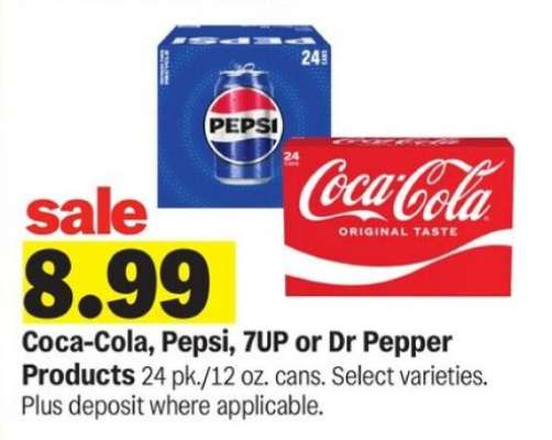 Coca-Cola, Pepsi, 7UP or Dr Pepper Products*