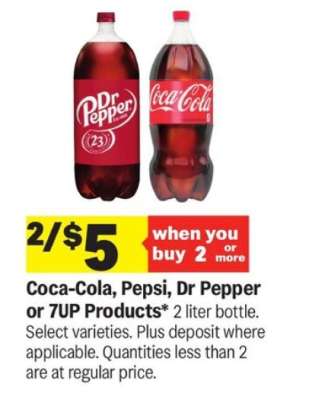 Coca-Cola, Pepsi, Dr Pepper or 7UP Products*