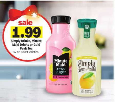 Simply Drinks, Minute Maid Drinks or Gold Peak Tea