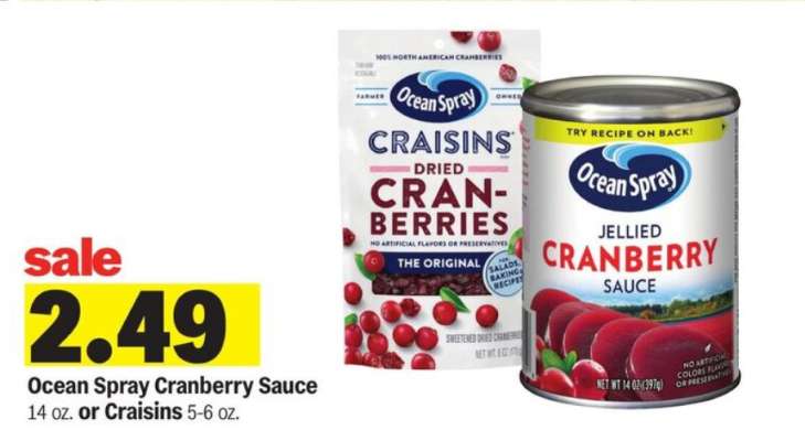 Ocean Spray Cranberry Sauce or Craisins