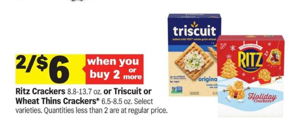 Ritz Crackers or Triscuit or Wheat Thins Crackers