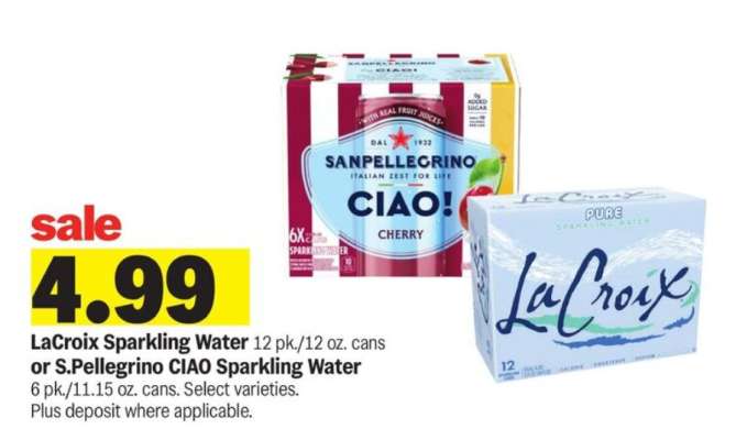 LaCroix Sparkling Water or S.Pellegrino CIAO Sparkling Water