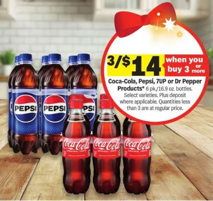 Coca-Cola, Pepsi, 7UP or Dr Pepper Products*