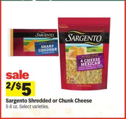 Sargento Shredded or Chunk Cheese*