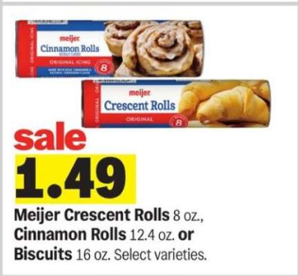 Meijer Crescent Rolls, Cinnamon Rolls, or Biscuits
