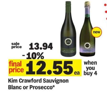 Kim Crawford Sauvignon Blanc or Prosecco