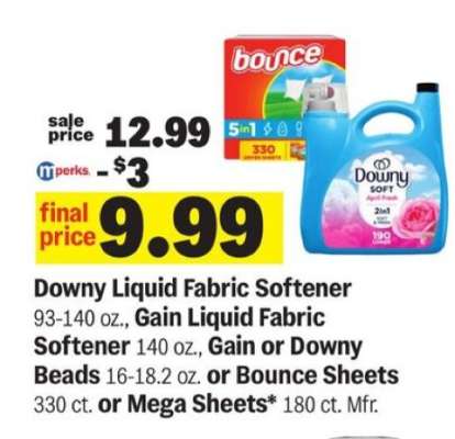 Downy Liquid Fabric Softener, Gain Liquid Fabric Softener, Gain or Downy Beads, Bounce Sheets, Mega Sheets