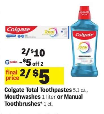 Colgate Total Toothpastes, Mouthwashes, or Manual Toothbrushes
