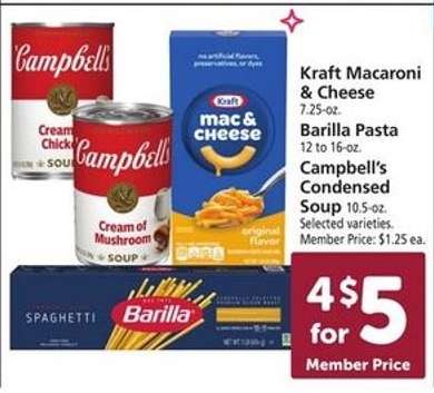 Kraft Macaroni & Cheese, Barilla Pasta, Campbell’s Condensed Soup