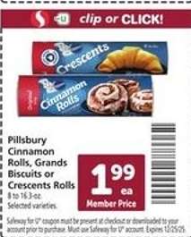Pillsbury Cinnamon Rolls, Grands Biscuits or Crescents Rolls