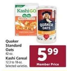 Quaker Standard Oats / Kashi Cereal