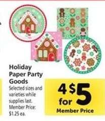 Holiday Paper Party Goods