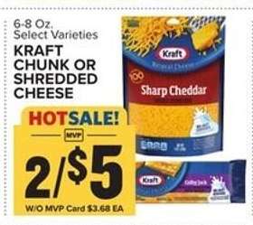 Kraft Chunk or Shredded Cheese