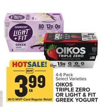 Oikos Triple Zero or Light & Fit Greek Yogurt
