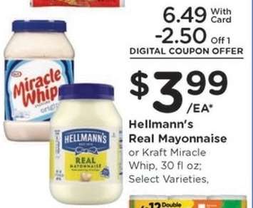 Hellmann’s Real Mayonnaise or Kraft Miracle Whip