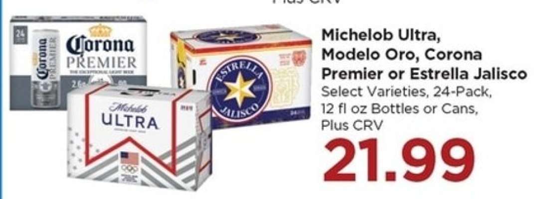 Michelob Ultra, Modelo Oro, Corona Premier or Estrella Jalisco