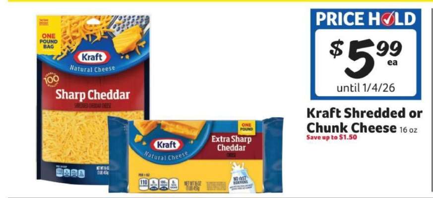 Kraft Shredded or Chunk Cheese*