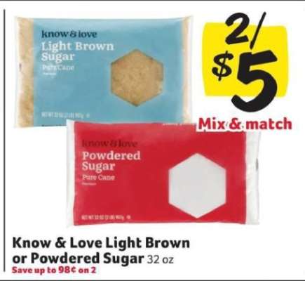 Know & Love Light Brown or Powdered Sugar