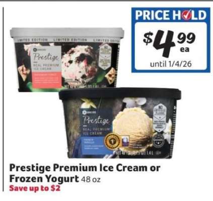 Prestige Premium Ice Cream or Frozen Yogurt