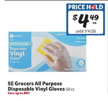 SE Grocers All Purpose Disposable Vinyl Gloves