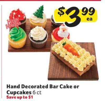 Hand Decorated Bar Cake or Cupcakes