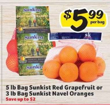 Sunkist Red Grapefruit or Sunkist Navel Oranges