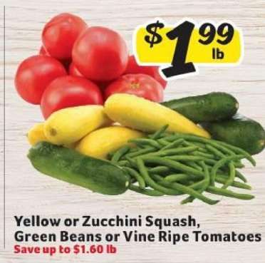 Yellow or Zucchini Squash, Green Beans or Vine Ripe Tomatoes