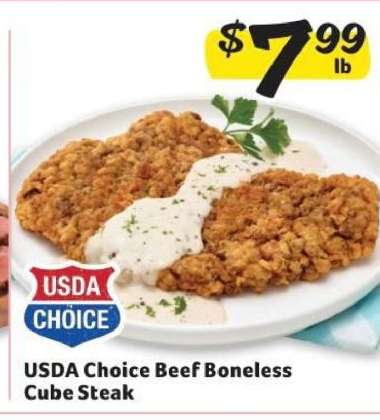 USDA Choice Beef Boneless Cube Steak