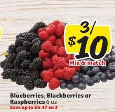 Blueberries, Blackberries or Raspberries