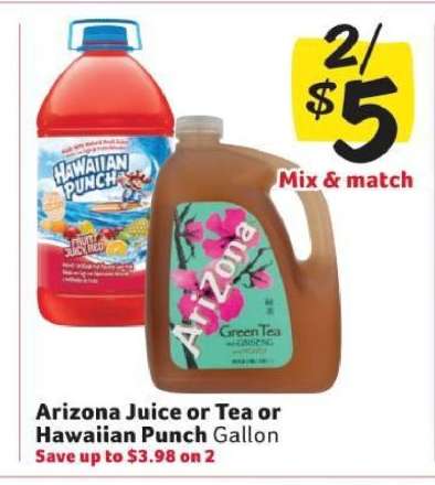 Arizona Juice or Tea or Hawaiian Punch