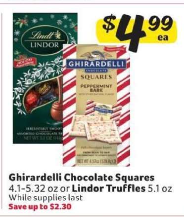 Ghirardelli Chocolate Squares or Lindor Truffles