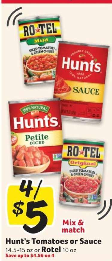 Hunt's Tomatoes or Sauce, Rotel