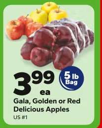 Gala, Golden or Red Delicious Apples