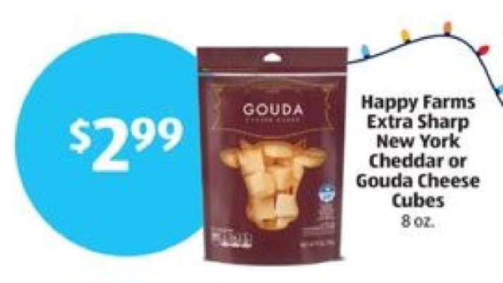 Happy Farms Extra Sharp New York Cheddar or Gouda Cheese Cubes