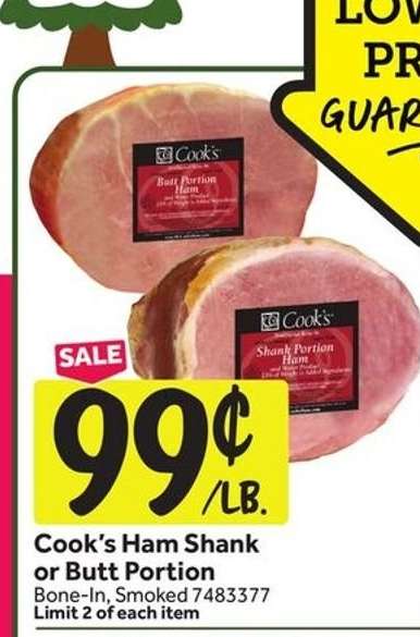 Cook's Ham Shank or Butt Portion