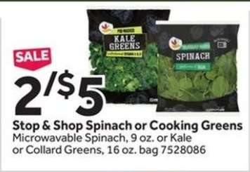 Stop & Shop Spinach or Cooking Greens