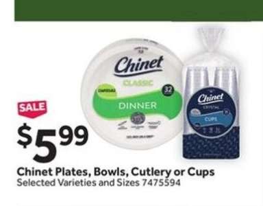 Chinet Plates, Bowls, Cutlery or Cups