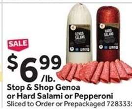Stop & Shop Genoa or Hard Salami or Pepperoni