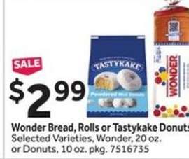 Wonder Bread, Rolls or Tastykake Donuts