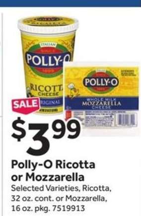 Polly-O Ricotta or Mozzarella