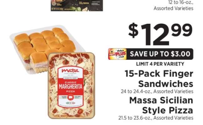 15-Pack Finger Sandwiches, Massa Sicilian Style Pizza