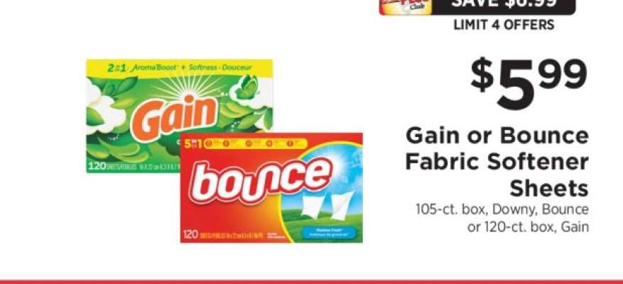 Gain or Bounce Fabric Softener Sheets