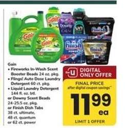 Gain, Flings!, Liquid Laundry Detergent, Downy Scent Beads, Finish Dish Tabs