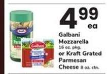 Galbani Mozzarella or Kraft Grated Parmesan Cheese