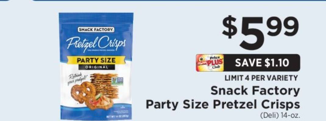 Snack Factory Party Size Pretzel Crisps