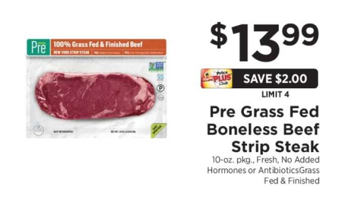 Pre Grass Fed Boneless Beef Strip Steak