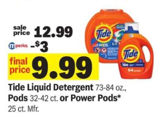 Tide Liquid Detergent, Pods or Power Pods