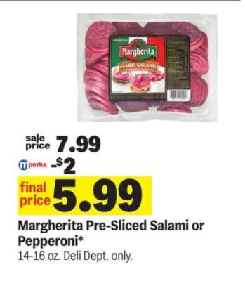 Margherita Pre-Sliced Salami or Pepperoni*